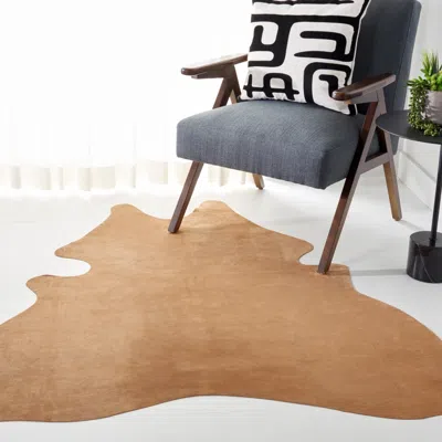 Safavieh Suede Cowhide Natural Cowhide Area Rug, Light Beige Novelty Style Easy Care In Brown