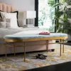 Safavieh Sylva Oval Bench In Slate Blue/gold