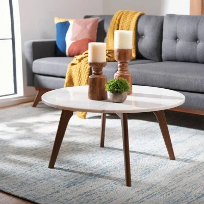 Safavieh Syrio Round Marble Coffee Table In White