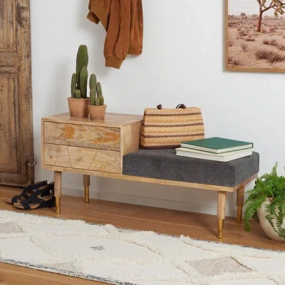 Safavieh Taft 2-drawer Bench With Cushion In Brown