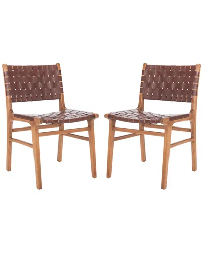 Safavieh Taika Woven Leather Dining Chair (set Of 2)