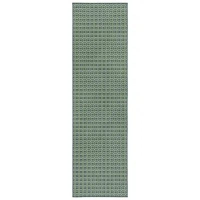 Safavieh Terrace 808 Geometric Indoor/outdoor Rug In Dark Green,light Green