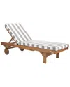 Safavieh Newport Chaise Lounge Chair With Side Table In Natural/gray/white