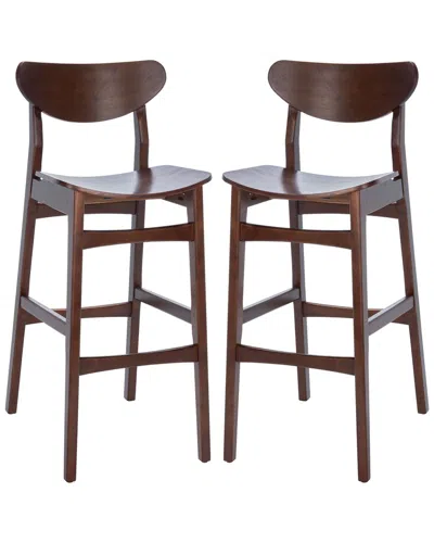 Safavieh Thaxton Bar Stool, Set Of 2 In Brown