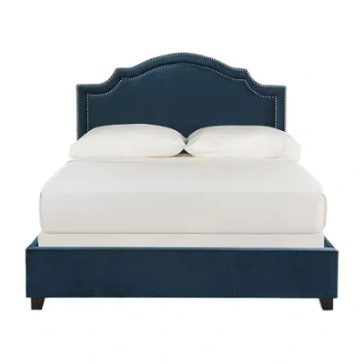 Safavieh Theron Velvet Upholstered Bed In Blue