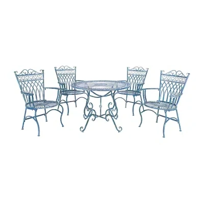 Safavieh Thessaly Patio Collection 5-pc. Weather Resistant Round Dining Set In Blue