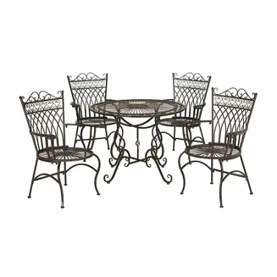 Safavieh Thessaly Patio Collection 5-pc. Weather Resistant Round Dining Set In Brown