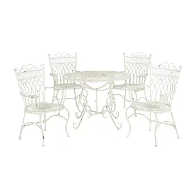 Safavieh Thessaly Patio Collection 5-pc. Weather Resistant Round Dining Set In White