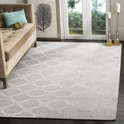 Safavieh Tibetan Hand Knotted Linen/cotton Geometric Rug In Silver