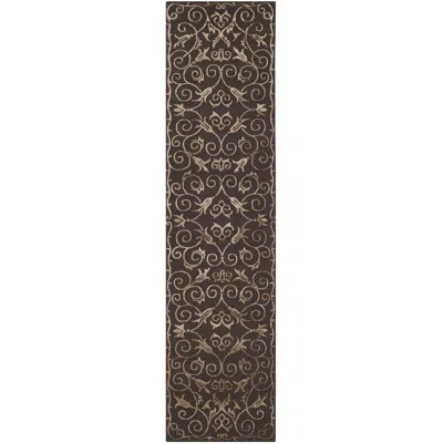 Safavieh Tibetan Hand Knotted Silk & Wool Pile Floral Rug In Black;brown