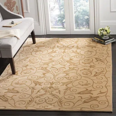 Safavieh Tibetan Hand Knotted Silk & Wool Pile Floral Rug In Neutral