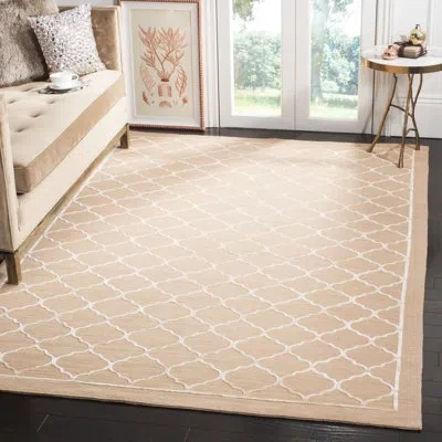 Safavieh Tibetan Hand Knotted Silk & Wool Pile Geometric Rug In Champagne