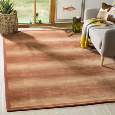 Safavieh Tibetan Hand Knotted Silk & Wool Pile Striped Rug In Rust