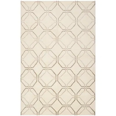 Safavieh Tibetan Hand Knotted Wool Geometric Rug In Ivory