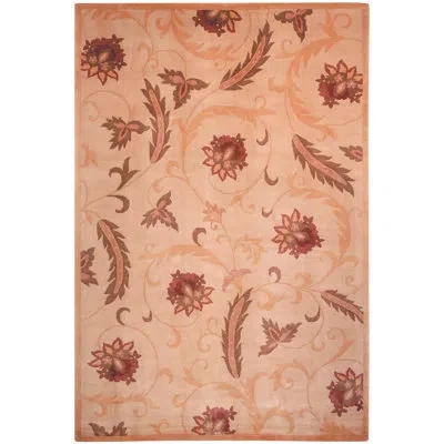 Safavieh Tibetan Hand Knotted Wool Pile Floral Rug In Beige