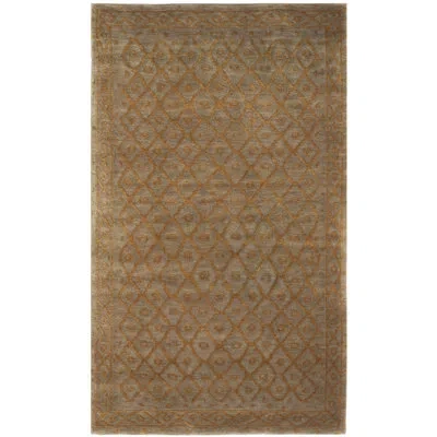 Safavieh Tibetan Hand Knotted Wool Pile Rug In Gold;sage
