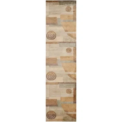 Safavieh Tibetan Shag Hand Knotted Wool Pile Abstract Rug In Beige