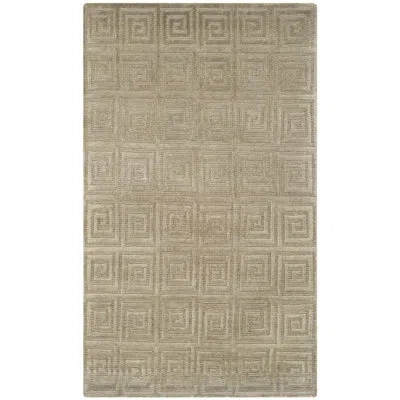Safavieh Tibetan Shag Hand Knotted Wool Pile Geometric Rug In Green