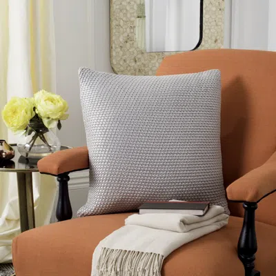 Safavieh Tickled Grey Knit Pillow In Gray