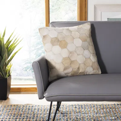 Safavieh Tiled Cowhide Pillow In Neutral