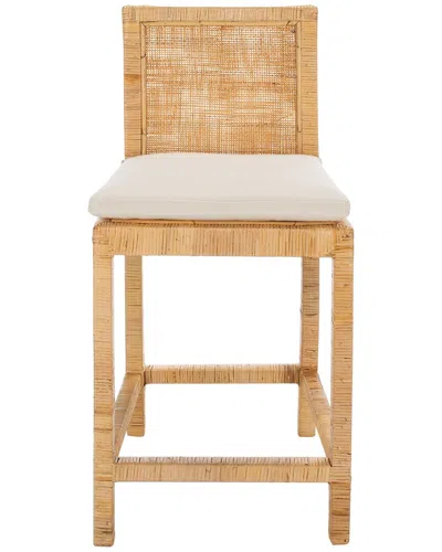 Safavieh Tojo Cane Counter Stool With Cushion In Brown