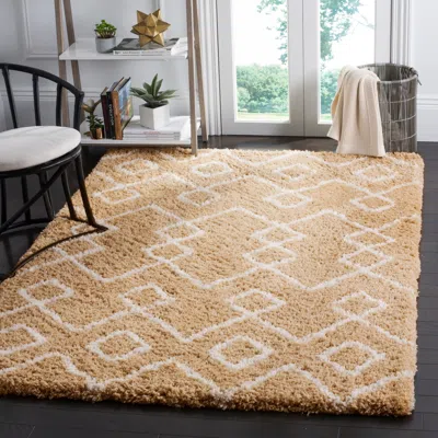 Safavieh Toronto Shag Hand Made Area Rug, Beige / Ivory Shag Flokati Style Non-shedding In Brown
