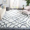 Safavieh Toronto Shag Hand Made Area Rug, Ivory / Blue Shag Flokati Style Non-shedding In Neutral