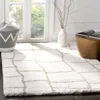 Safavieh Toronto Shag Hand Made Area Rug, Ivory / Silver Shag Flokati Style Non-shedding In White
