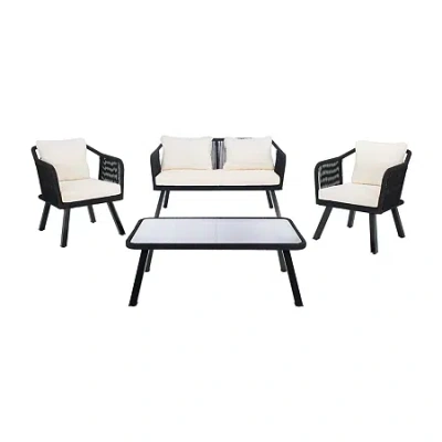 Safavieh Torsla 4-pc. Conversation Set Cushioned In Black