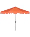 Safavieh Up Resistant Zimmerman 9 Ft Crank Market Push Button Tilt Umbrella In Orange/white