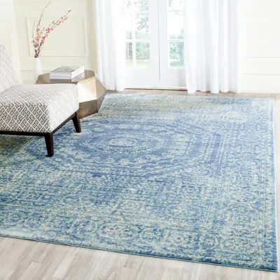 Safavieh Valencia Machine Made Area Rug, Blue / Multi Traditional Style Easy Care