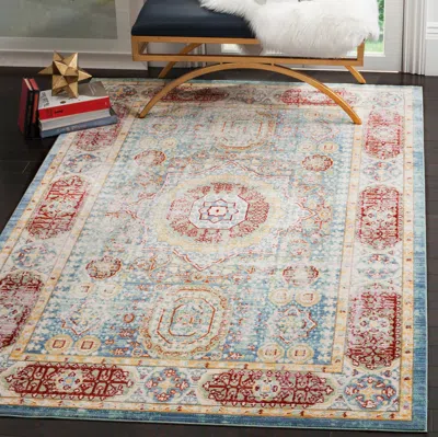 Safavieh Valencia Machine Made Area Rug, Blue / Multi Traditional Style Easy Care