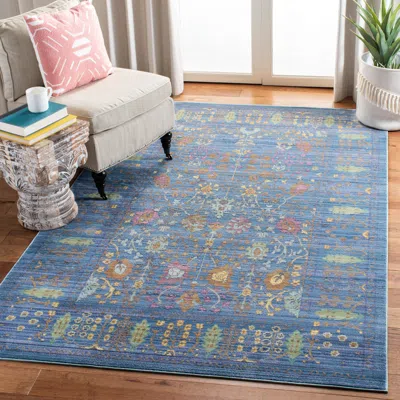 Safavieh Valencia Machine Made Area Rug, Blue / Multi Traditional Style Easy Care