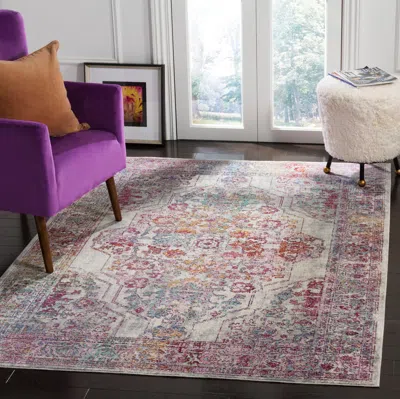 Safavieh Valencia Machine Made Area Rug, Ivory / Red Traditional Style Easy Care In Pink