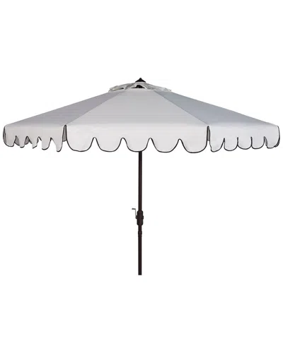 Safavieh Venice Single Scallop 9ft Crank Outdoor Push Button Tilt Umbrella In Gray