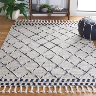 Safavieh Vermont Hand Made Area Rug, Ivory / Navy Transitional Style In Gray