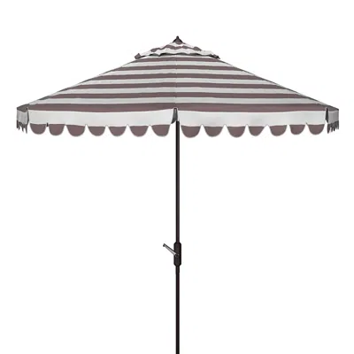 Safavieh Vienna 11 Ft Crank Square Umbrella In Gray/white