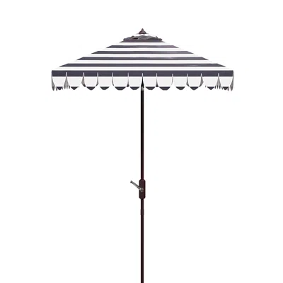 Safavieh Vienna 7.5 Ft Crank Square Umbrella In Black/white