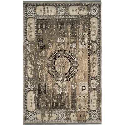 Safavieh Vineyard Vineyard Hand Knotted Wool/viscose/cotton Oriental Rug In Graphite/charcoal In Graphite,charcoal