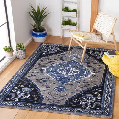 SAFAVIEH VINTAGE HAMADAN MACHINE MADE AREA RUG, BEIGE / BLACK TRADITIONAL STYLE EASY CARE