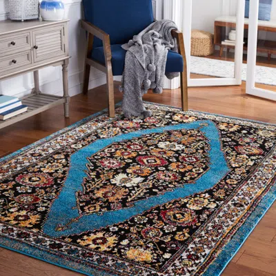 Safavieh Vintage Hamadan Machine Made Area Rug, Blue / Black Traditional Style In Multi