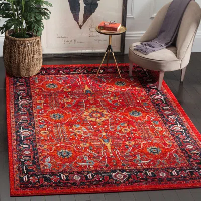 Safavieh Vintage Hamadan Machine Made Area Rug, Orange / Navy Traditional Style In Multi