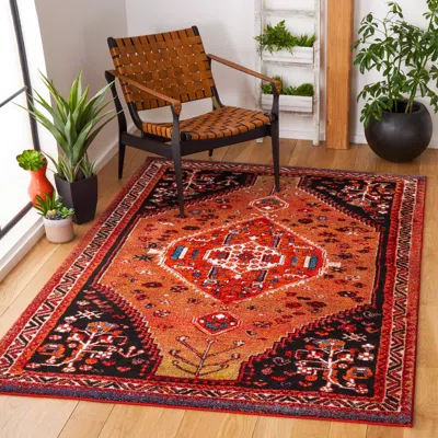 Safavieh Vintage Hamadan Machine Made Area Rug, Orange / Red Traditional Style Easy Care In Multi