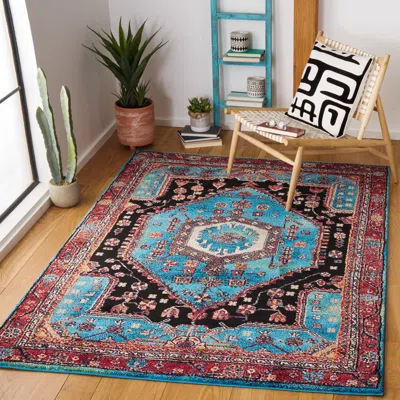 Safavieh Vintage Hamadan Machine Made Area Rug, Turquoise / Black Traditional Style In Multi