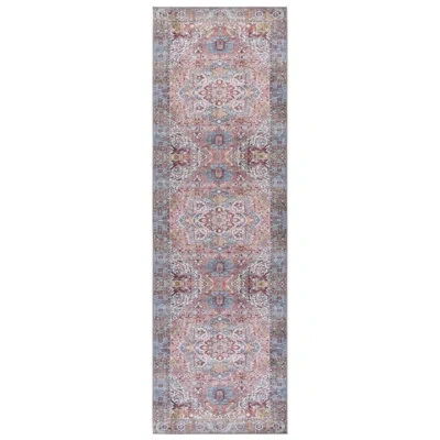 Safavieh Vintage Heriz 600 Performance Machine Washable Oriental; Vintage Look Indoor Rug In Pink,blue Green