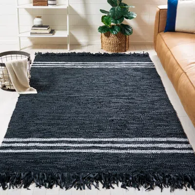 Safavieh Vintage Leather Hand Made Area Rug, Black / Ivory Bohemian Style