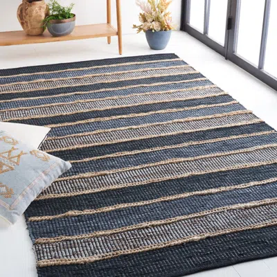 Safavieh Vintage Leather Hand Made Area Rug, Black / Natural Bohemian Style In Blue