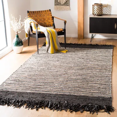 Safavieh Vintage Leather Hand Made Area Rug, Dark Brown / Multi Bohemian Style In Black