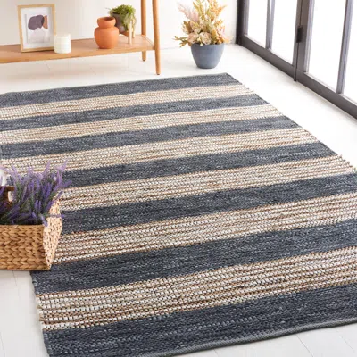Safavieh Vintage Leather Hand Made Area Rug, Dark Grey / Natural Bohemian Style In Gray
