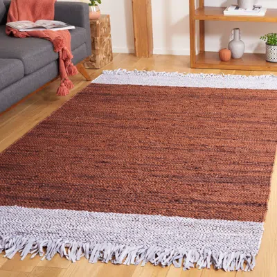 Safavieh Vintage Leather Hand Made Area Rug, Light Grey / Rust Bohemian Style In Brown